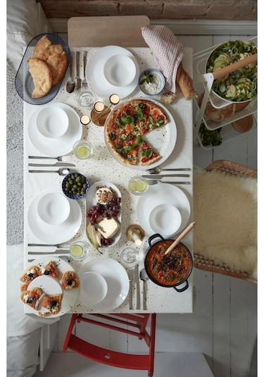 Ikea 24 Parça Oftast Yemek Takımı Meridyendukkan Beyaz Renk Modern Klasik Set Temperli Cam,