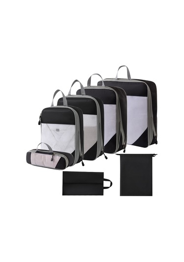 Maiyame Sıkıştırılabilir Seyahat Çantası Organizatörü - 7 Parça Set Siyah/gri/bej/mavi Siyah