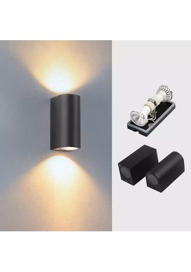 Tongxida Ip68 Su Geçirmez Dış Lamba Yuvarlak Soğuk Beyaz, 2 Başlık, Villa Kapısı İçin Soğuk Beyaz