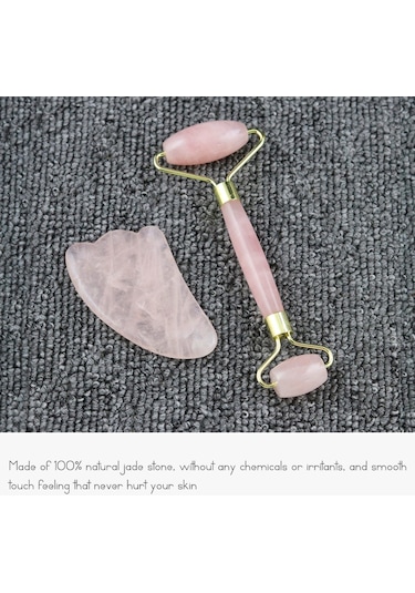 Youtek Doğal Pembe Kuvars Yüz Masaj Seti - Jade Roller & Gua Sha İle Cilt Sıkılaştırma Ve Gençleştirme