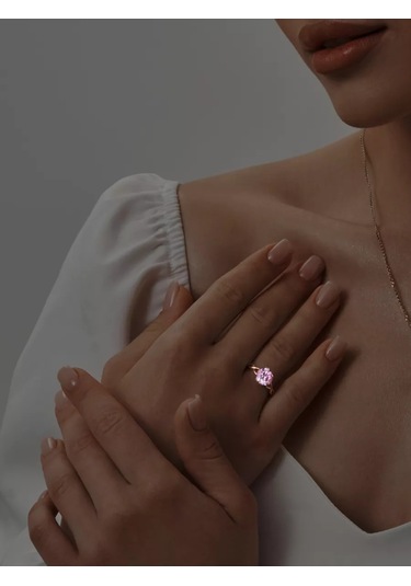 Asj 925 Ayar Gümüş Taşlı Altın Yüzük Nişan Parmağı 211823880 Gri