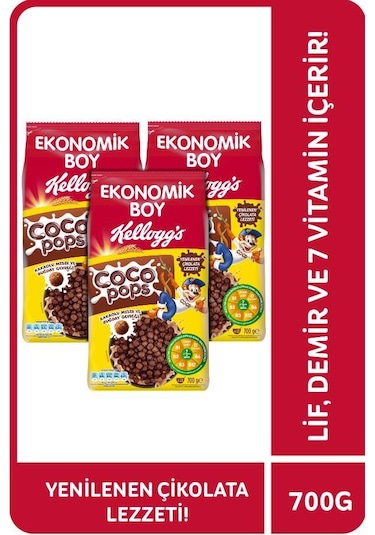 Kellogg's Coco Pops Çikolatalı Buğday Ve Mısır Gevreği 3 x 700 G