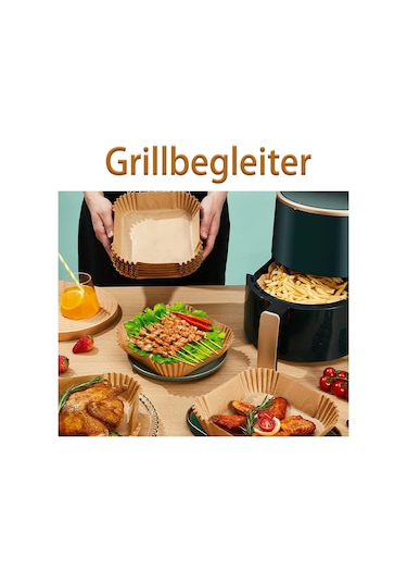 Mufunye Hava Fritözü, Fırın Ve Izgaralar İçin 100 Adet Yağ/su Geçirmez, Anti Yapışkan Kare Pişirme Kağıdı Ahşap