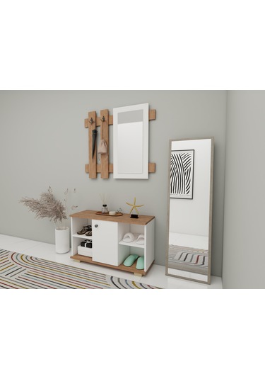 Edessa Ayakkabı/antre Hol Dolabı Marbellak.beyaz Renk Kahverengi - Beyaz