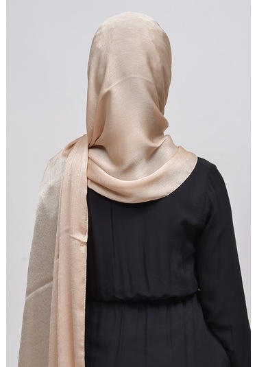 Altobeh Janjan Şık Parlak Saten Dokulu Kadın Tesettür Abiye Şifon Şal - Kum Beji