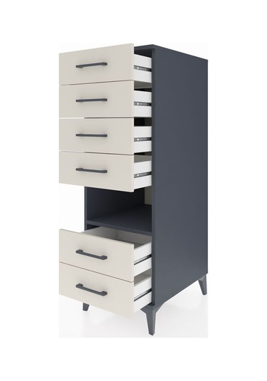 Kronos Dolap Tek Raflı 6 Çekmeceli 44x59x134 Antrasit-aytaşı Antrasit