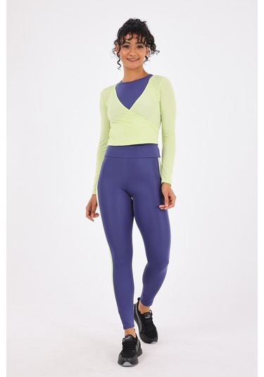 Scorp Equinox Kadın Spor Atlet Uzun Tayt Bluz 3lü Takım Saks STANDART