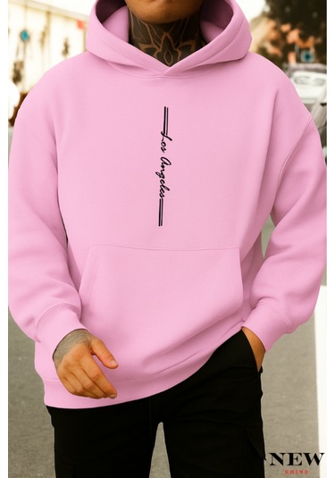 Los Angeles Baskılı Sweatshirt Pembe