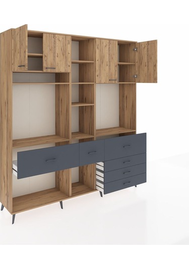 Hyperion Dolap 11 Raflı 6 Çekmeceli 4 Kapaklı 220x44x243 Çam-çam/antrasit Atlas Çam/antrasıt Hyperion Dolap 11 Raflı 6 Çekmeceli 4 Kapaklı 220x44x243 Çam-çam/antrasit Atlas Çam/antrasıt
