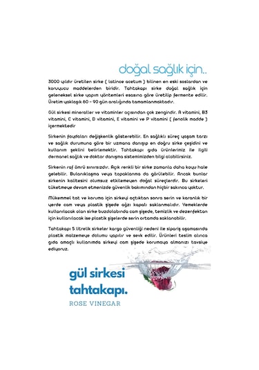 Tahtakapı Gül Sirkesi 500 ML