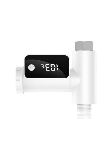 Createtech Su Sıcaklığı Göstergeli 360 Döner Duş Musluğu Beyaz Bebek Banyo Metresi Led Ekran Beyaz