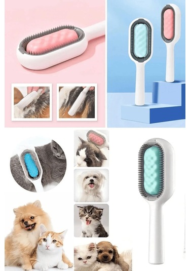 Pribor Kedi Köpek Masajlı Silikon Tüy Temizleme Toplama Fırçası, Islak Mendil Aparatlı