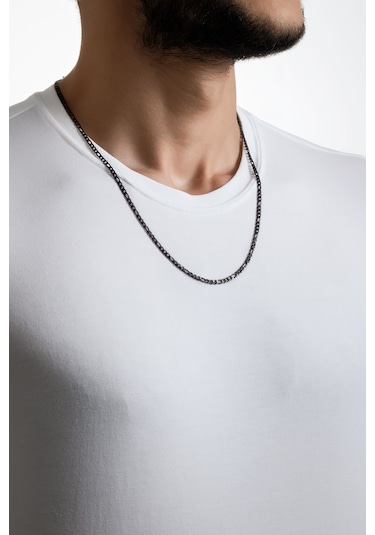 So Chic Klasik Siyah Rodyum Kaplama Çelik Erkek Kolye