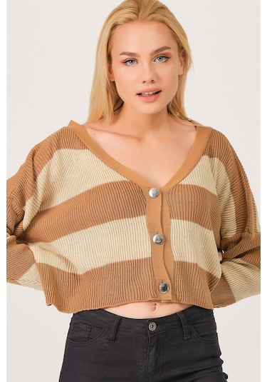 Z3008 Dewberry Bayan Hırka-koyu Camel Koyu Camel