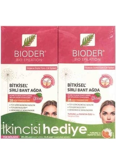 Bioder Epilation Yüz için Bitkisel Sirli Bant Ağda 20'li x 2