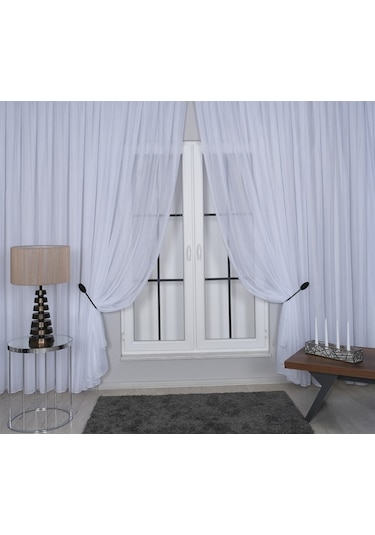Elegante Pilesiz Tül Perde Kar Beyaz - Kar Beyaz