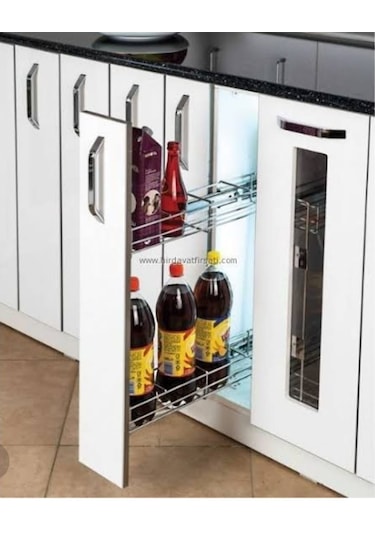 12 Cm Frensız Yandan Raylı Teleskopık Şişelil Yağdanlık Sepeti