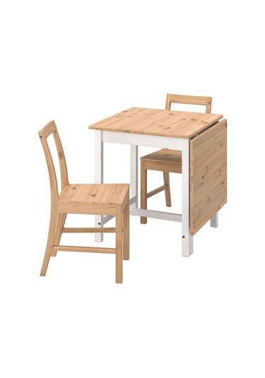 Mutfak Masası Takımı, Açık Kahverengi-beyaz, 2 Sandalyeli, Katlanabilir Natural