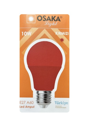 3 Adet Osaka 10w Kırmızı Işık E27 Duylu Kalın Duy Led Ampul