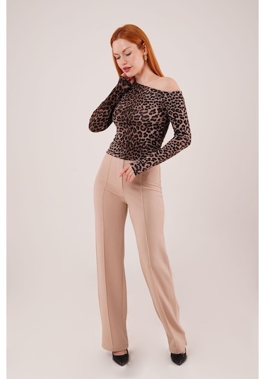 Ön Dikiş Detaylı Tek Düğme Taş Pantolon Altın