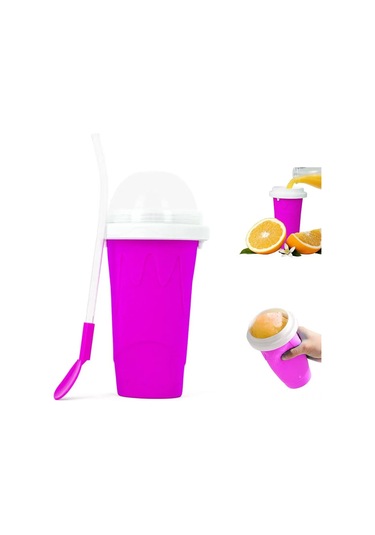 Ranyeek Çift Katlı Hızlı Dondurma Hazırlama Kupa, Yiyecek Grubu Silikon, Dıy Dondurma/smoothie Yapıcı, Tüp Ve Kaşık İçeren速冻 Kupa Gül Kırmızısı