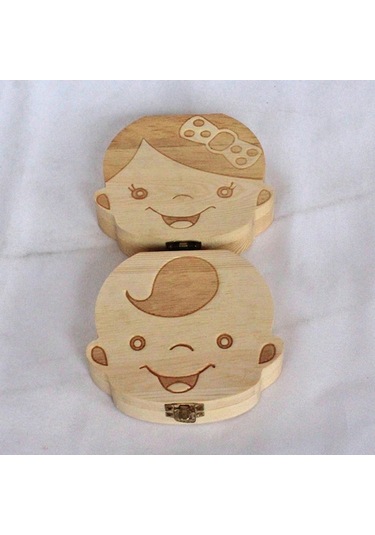 Yaozixa Ahşap Bebek Diş Saklama Kutusu, Fetal Saç Ve Dişler İçin Depolama Kutu, Çocuklar İçin İngilizce Versiyonlu Erkek/kız Seçenekli