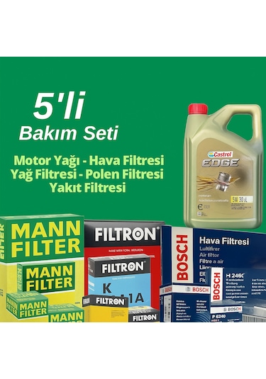 Bosch Ford C-max 1.6 Tdci Castrol Edge 4 Lt Filtre Bakım Seti 2011-2015 4np 5 Li
