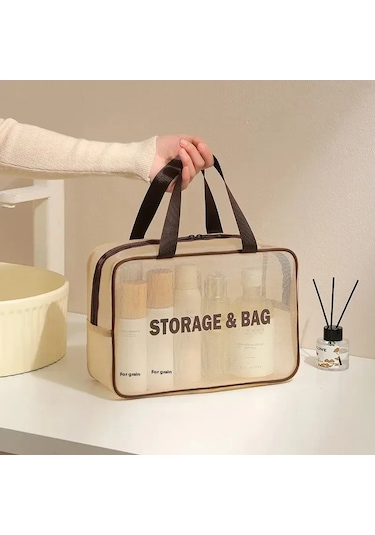 Konesam Büyük Boy Siyah Mesh Seyahat Kosmetik Çantası - Su Geçirmez, Nefes Alır, Organize Edici, Toptan Alım İçin Uygun