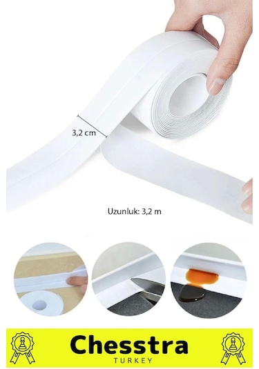 Özel Üretim Lavabo Tezgah Klozet Banyo Pencere Duş İzolasyon 3.2m Su Geçirmez Sızdırmaz Bant 5 Adet