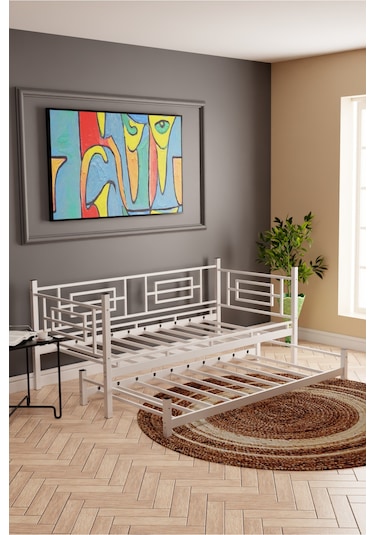 Moblay Larissa Yavrulu Daybed Sedir Karyola Beyaz