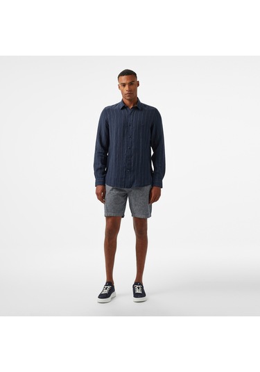 Nautica Erkek Lacivert Classic Fit Çizgili Gömlek Çizgili W55446t Lacivert