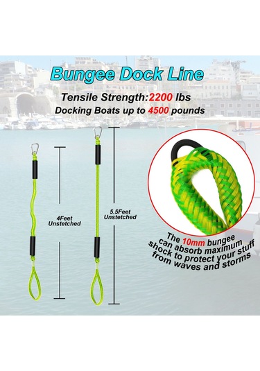 2 Adet 120cm Kancalı Esnek Kayış 816 Kg Kopma Dayanımı - Atv, Tekne, Pikap