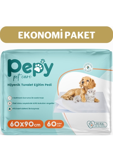 Pepy Pet Care Kaydırmaz Hijyenik Tuvalet Eğitim Pedi 2 x 30'lu 60 x 90 CM