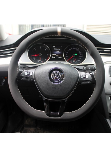 Alcantra Yüzük Model Dikmeli Direksiyon Kılıfı