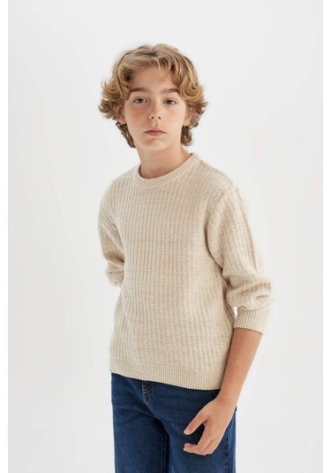 Defacto Erkek Çocuk Bej Bisiklet Yaka Basic Düz Triko Kazak C9468A824AUBG302 Defacto Erkek Çocuk Bej Bisiklet Yaka Basic Düz Triko Kazak C9468A824AUBG302