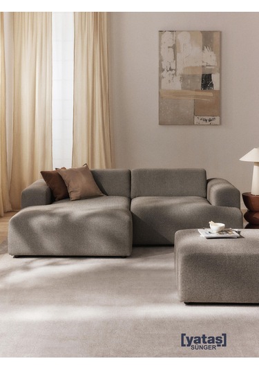 Most Mollista 2 Modül Sol Köşe Koltuk 10 Kahverengi Keten Kumaş Y