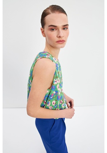 Stella Pulvis Yeşil Astarlı Pliseli Bluz Yeşil