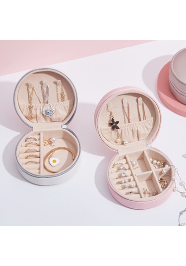 Gajeena Şık Pu Deri Takı Kutusu: Taşınabilir Ve Geniş Kapasiteli Takı Organizasyonu Pembe