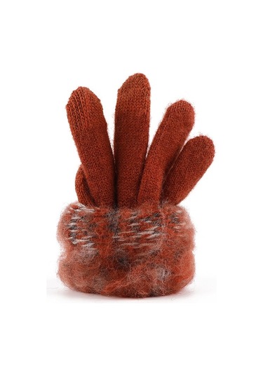 Yoğun Yün Kadın Eldiven: Kışlık, Dokunmatik, Bisiklet Sıcak Kalın-kırmızı Kırmızı