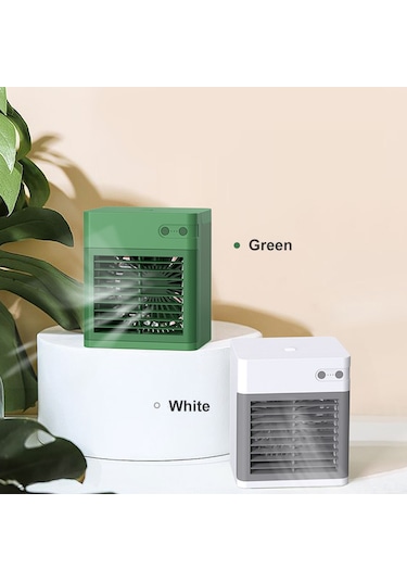 Samdoo Yeşil Mini Usb Soğutucu Fan - 3'ü 1'de: Soğutma, Nemlendirme Ve Temizleme - Taşınabilir, Dahili Pil, 3 Hız Seviyesi