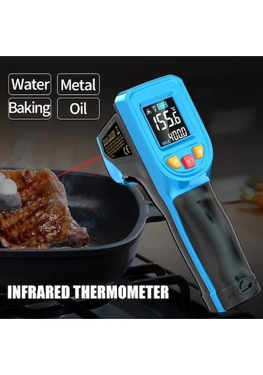 Boatshop1 C400a Yüksek Hassasiyetli Kızılötesi Termometre Endüstriyel Mutfak Fırın Yağ Ve Su Sıcaklık Ölçer