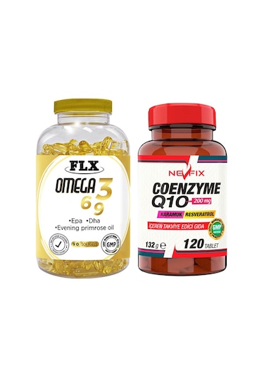 Flx Omega 3-6-9 Balık Yağı 90 Softgel & Nevfix Coenzyme Q10 200
