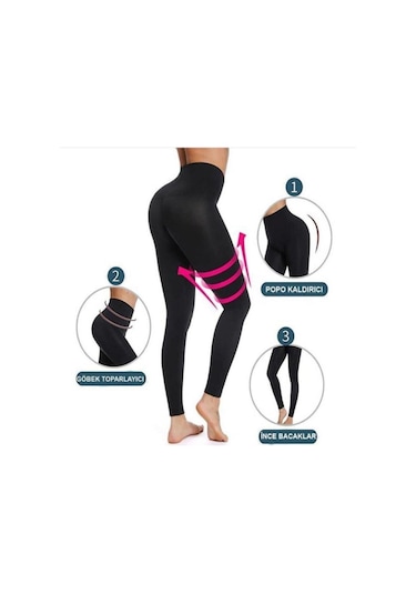 Kadın Yüksek Bel Toparlayıcı Sıkılaştırıcı Ağraflı Korse Tayt 3 Kademeli Korse Tayt SiYAH
