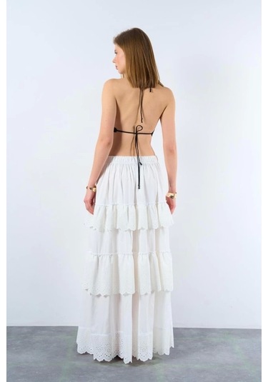 Katlı Pileli Etek - Ekru Ekru