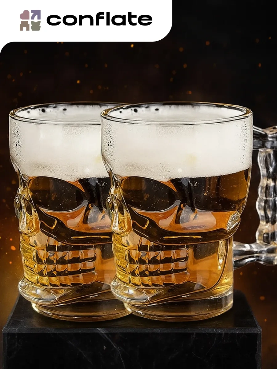 Conflate 2'li Kafatası Şişe Bira Bardak Seti 500 Ml. 229728060 Beyaz