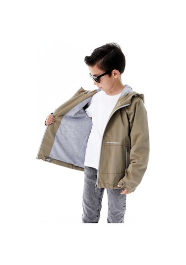 Benitto Kids Erkek Çocuk Kapüşonlu Mevsimlik Yağmurluk 51366 Kahve