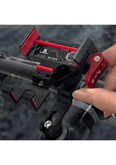 Xuweiwei 360 Derece Dönebilir Bisiklet Telefon Tutucu Kırmızı Aksanlı Hızlı Çıkarılabilir Ayarlanabilir Red Stem Sabit Kelepçe -