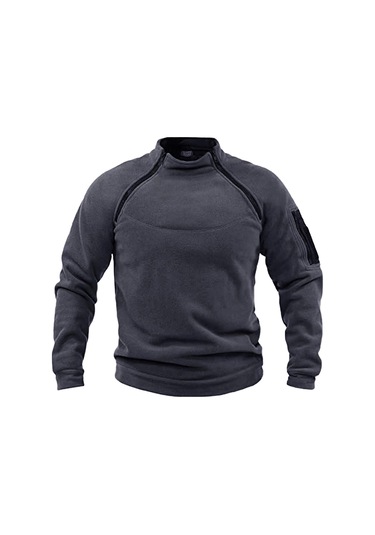 Store Erkek Polar Outdoor Fermuarlı Kombat Tactical Cepli Polar Füme