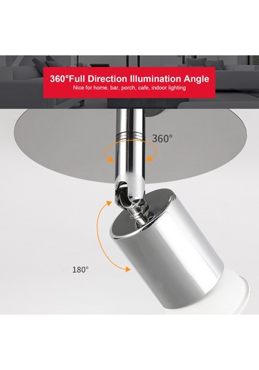 Yaozixa 4 Kafa Gu10 Tavan Spot Işığı - Açısı Ayarlanabilir - 85-265v Geniş Voltaj - Pencere Ve Duvar Aydınlatması - Ampul Yok Şeffaf