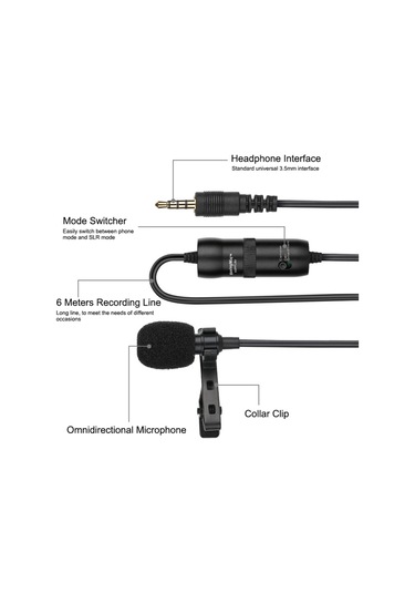 Mufunye Taşınabilir M1 Port Klipsli Mikrofon 6m Kablo Uzunluğu Mini Boyut Cep Telefonu Karaoke Kayıt Mikrofonu